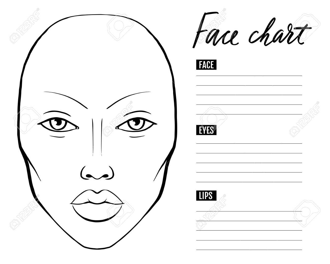 Face Chart Blank. Makeup Artist Vector Template. Royalty Free Svg throughout Free Printable Face Charts For Makeup Artists
