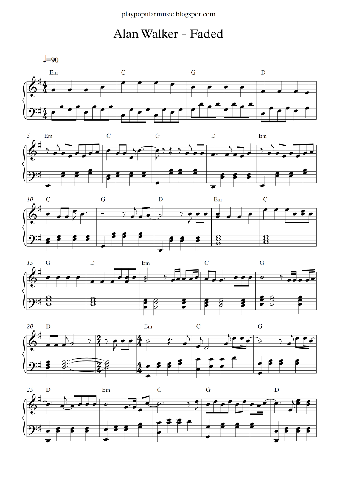 Faded Easy Hotsell Piano in Faded Easy Piano Sheet Music Free Printable
