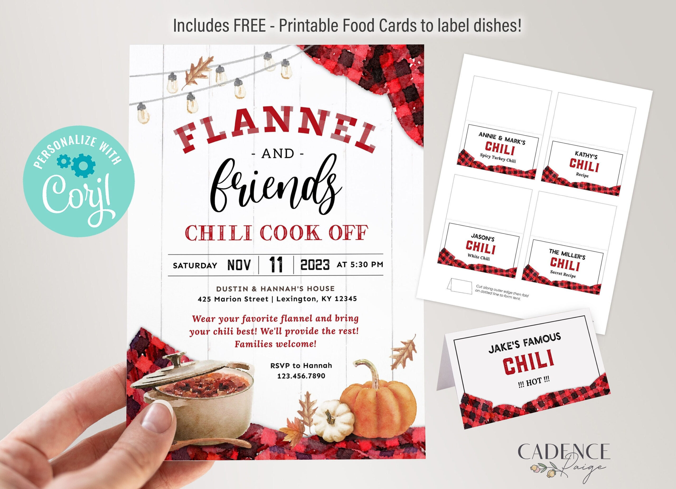 Fall Chili Cook Off Invitation, Chili Party, Friendsgiving inside Free Chili Party Printables