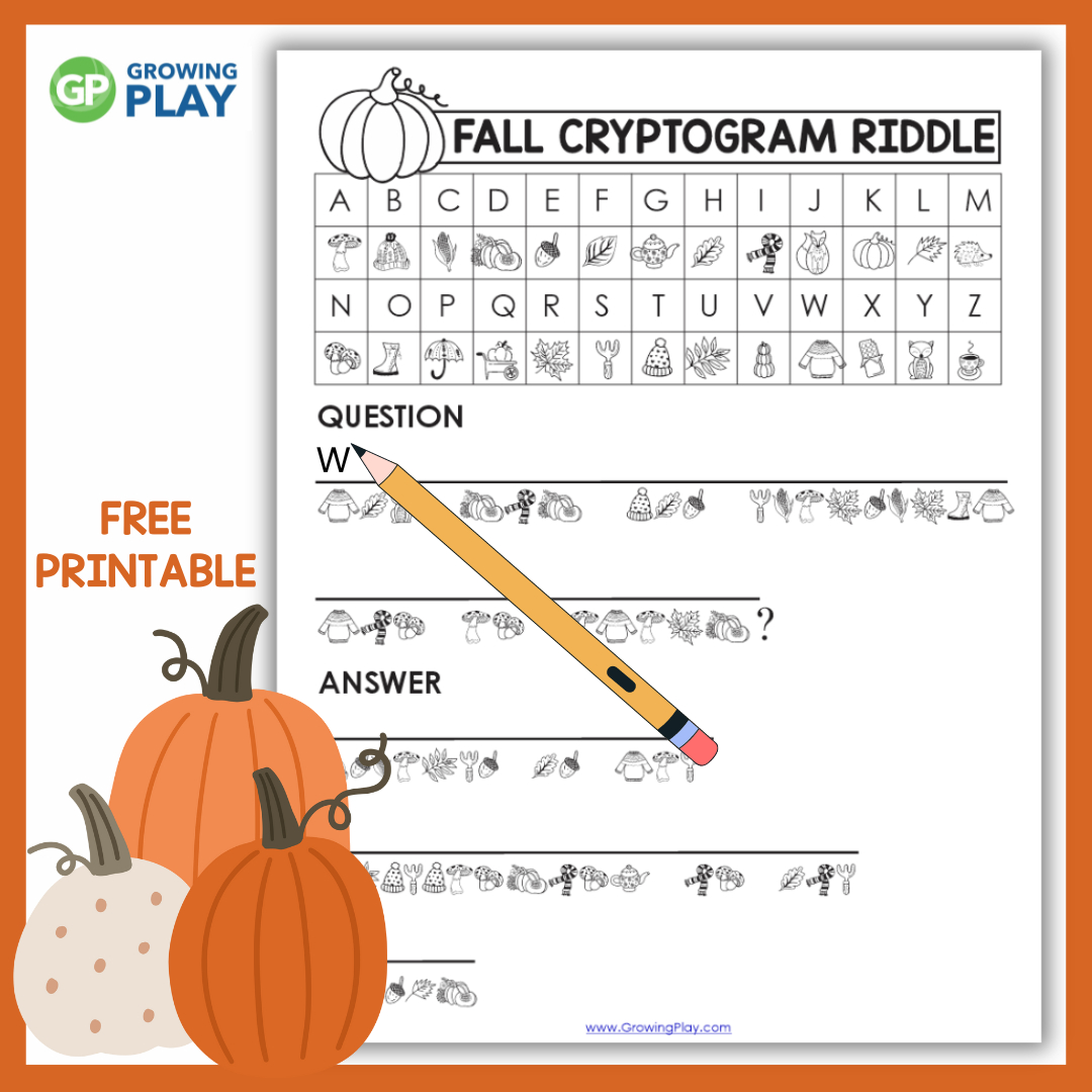 Fall Cryptogram Puzzle For Kids - Growing Play with regard to Cryptograms Printable Free Puzzles