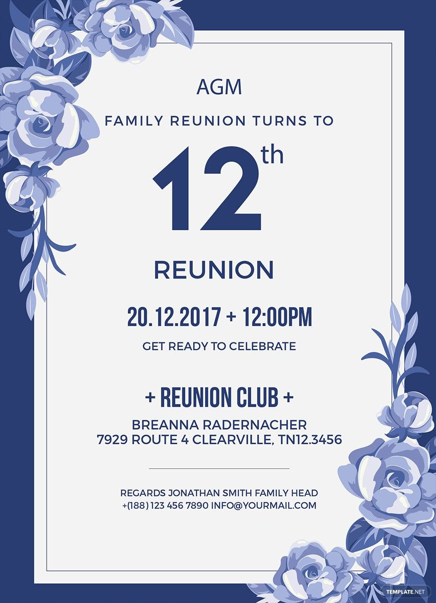 Family Reunion Invitation Template In Illustrator, Publisher, Psd with regard to Free Printable Family Reunion Templates