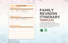 Family Reunion Itinerary Template In Excel, Google Sheets To intended for Family Reunion Itinerary Template Free