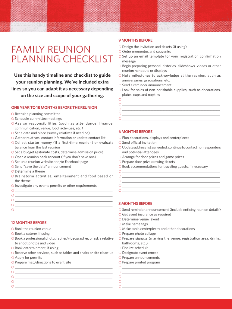 Family Reunion Planning Template: Fill Out &amp;amp; Sign Online | Dochub in Free Printable Family Reunion Checklist