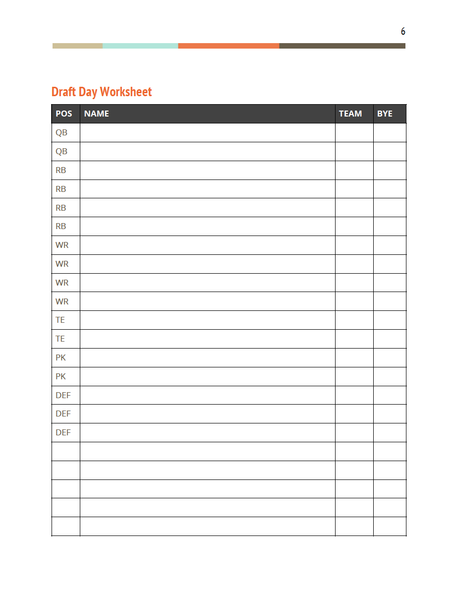 Fantasy Football Draft Packet — Fandraft with regard to Free Printable Fantasy Football Draft Board