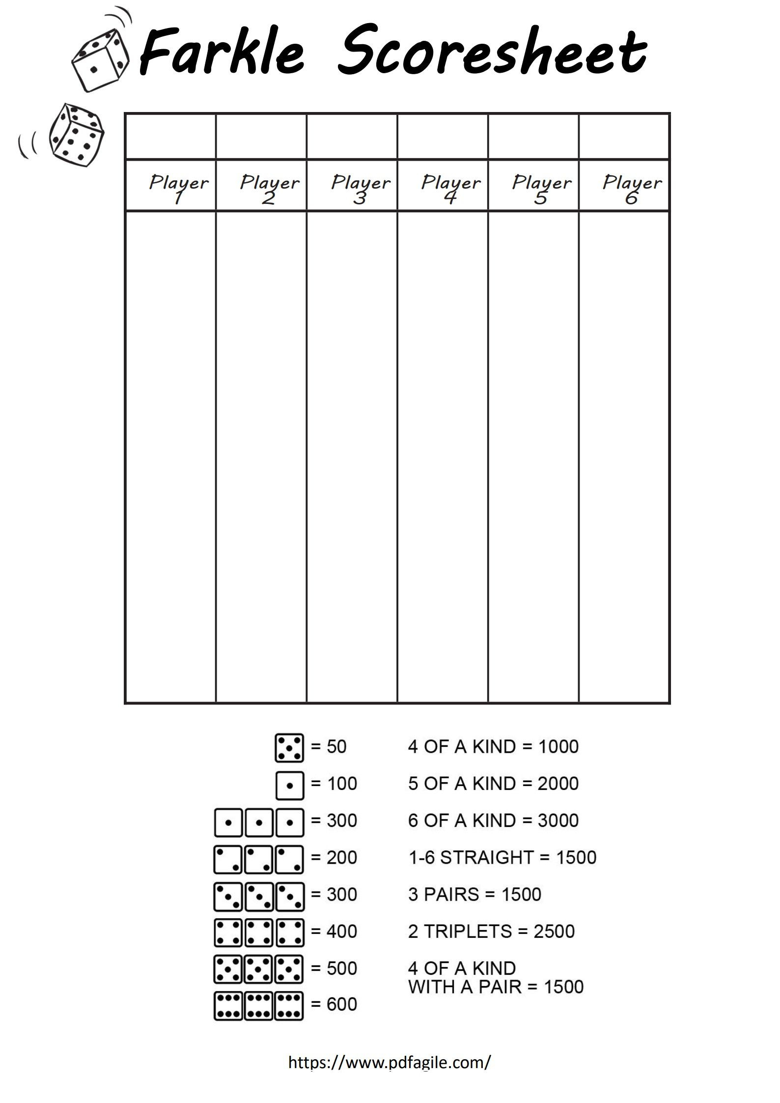 Farkle Scoresheet Template | Pdf Agile regarding Farkle Score Card Printable Free
