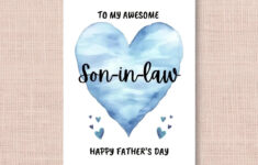 Father’s Day Card For Son-In-Law, Happy Fathers Day Greeting Card From  Mother-In-Law, To My Awesome Son-In-Law Happy Father'S Day within Free Printable Fathers Day Cards For Son in Law