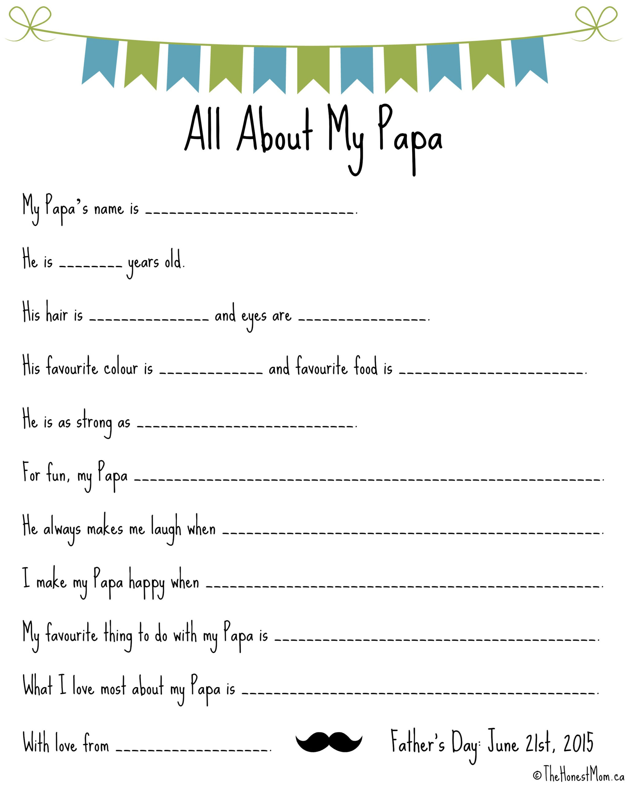 Father&amp;#039;S Day Mad Libs – Free Printables | The Honest Mom intended for All About Papa Free Printable