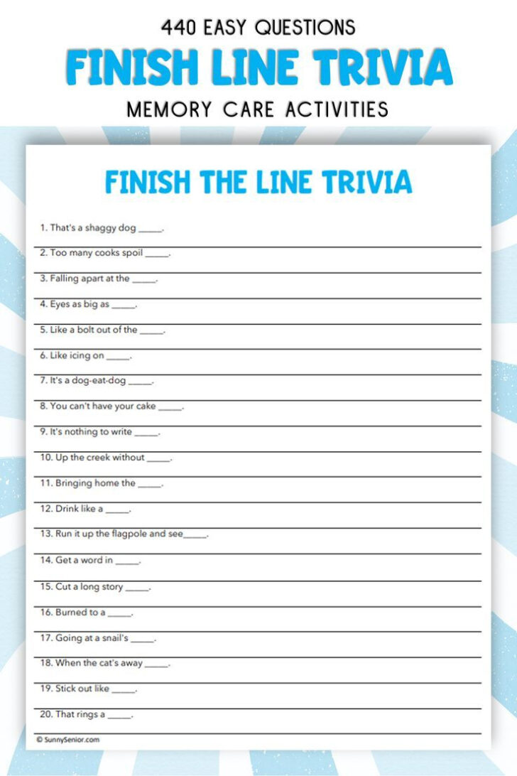 Free Printable Trivia For Seniors with Dementia