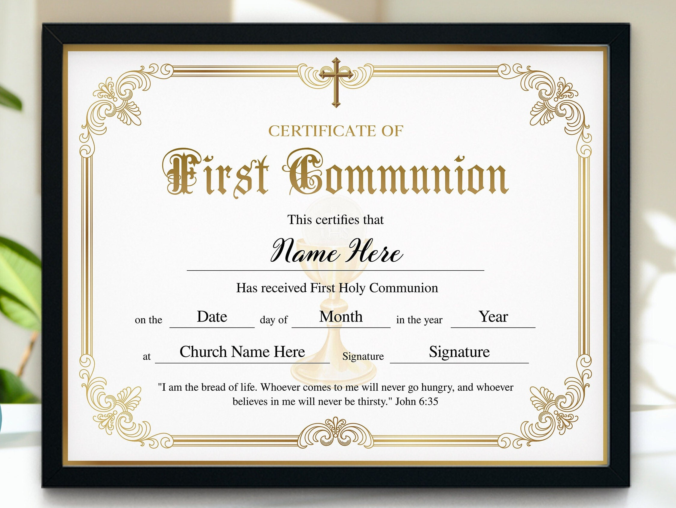 First Communion Certificate Template, 11X8.5 Printable First for Free First Communion Certificate Templates