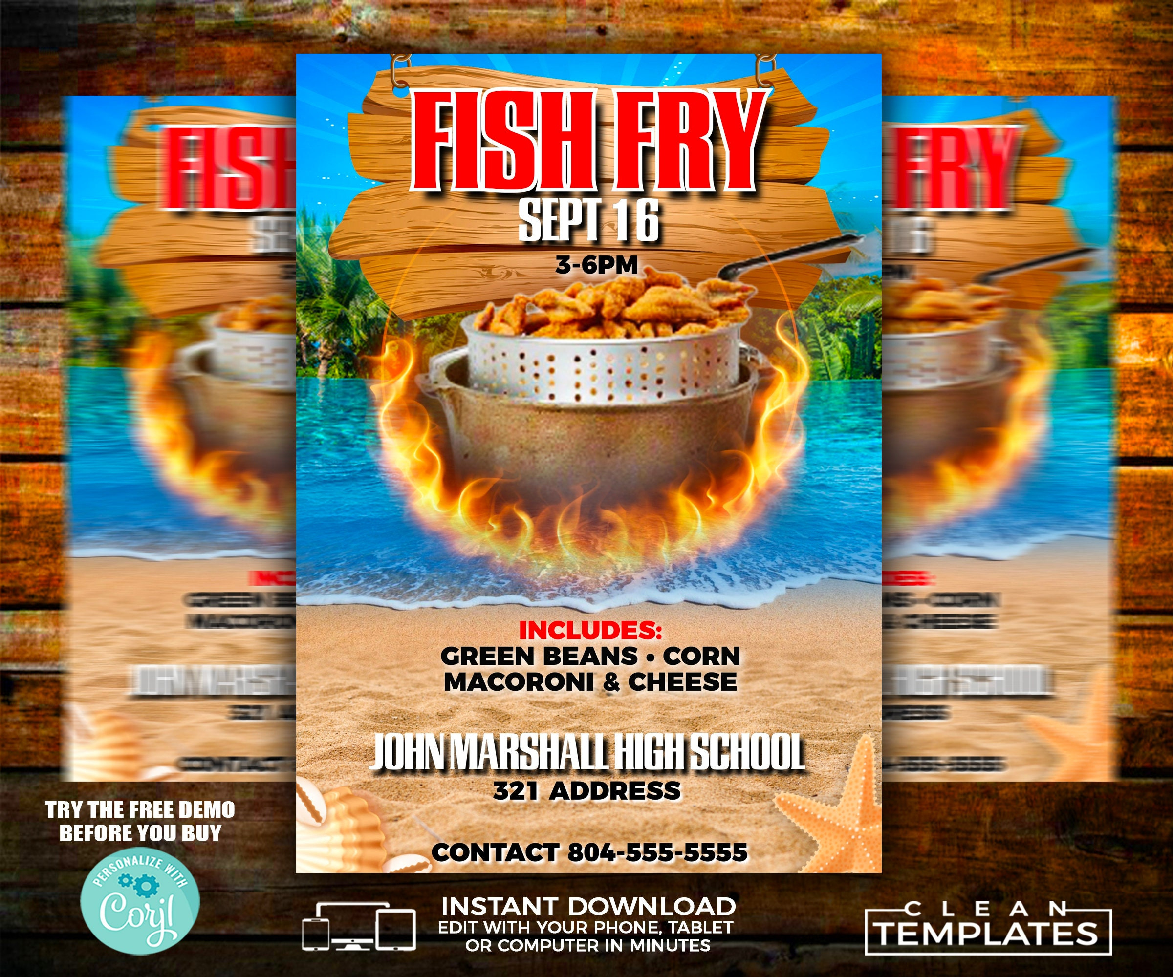 Fish Fry Flyer | Online Bearbeiten | 5X7 Digital &amp;amp; Druckbar within Fish Fry Flyer Template Free