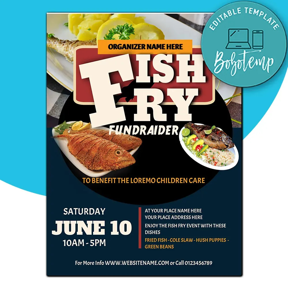 Fish Fry Flyer Template Instant Download | Bobotemp in Fish Fry Flyer Template Free