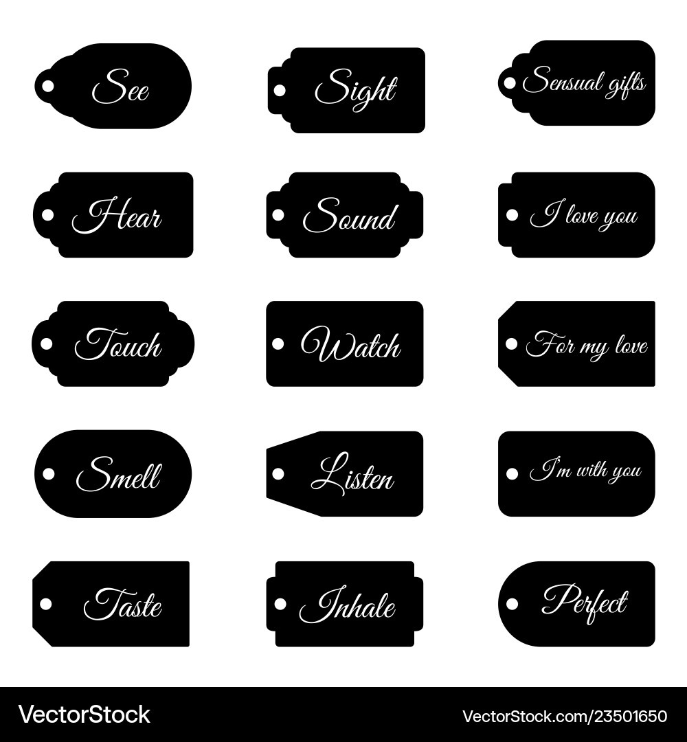 Five Senses Gift Tags And Card Flat Royalty Free Vector with regard to 5 Senses Gift Tags Free Printable