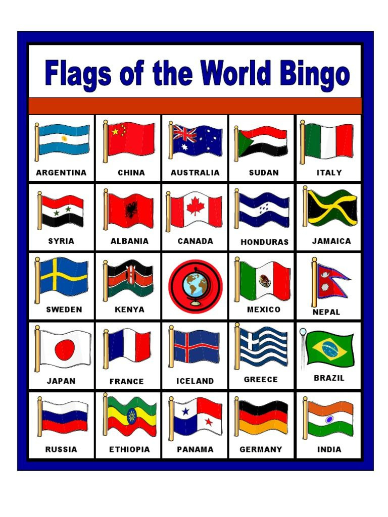 Flags Of The World Bingo | Pdf in Flag Bingo Free Printable