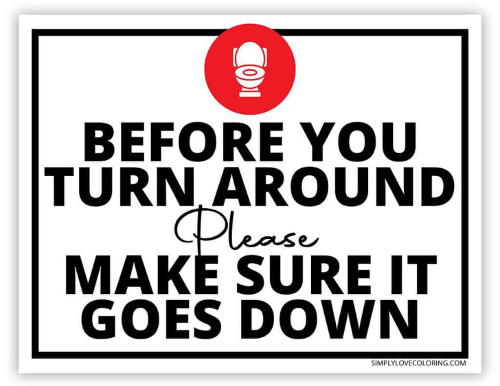 Free Printable Toilet Sign Hold Down to Flush