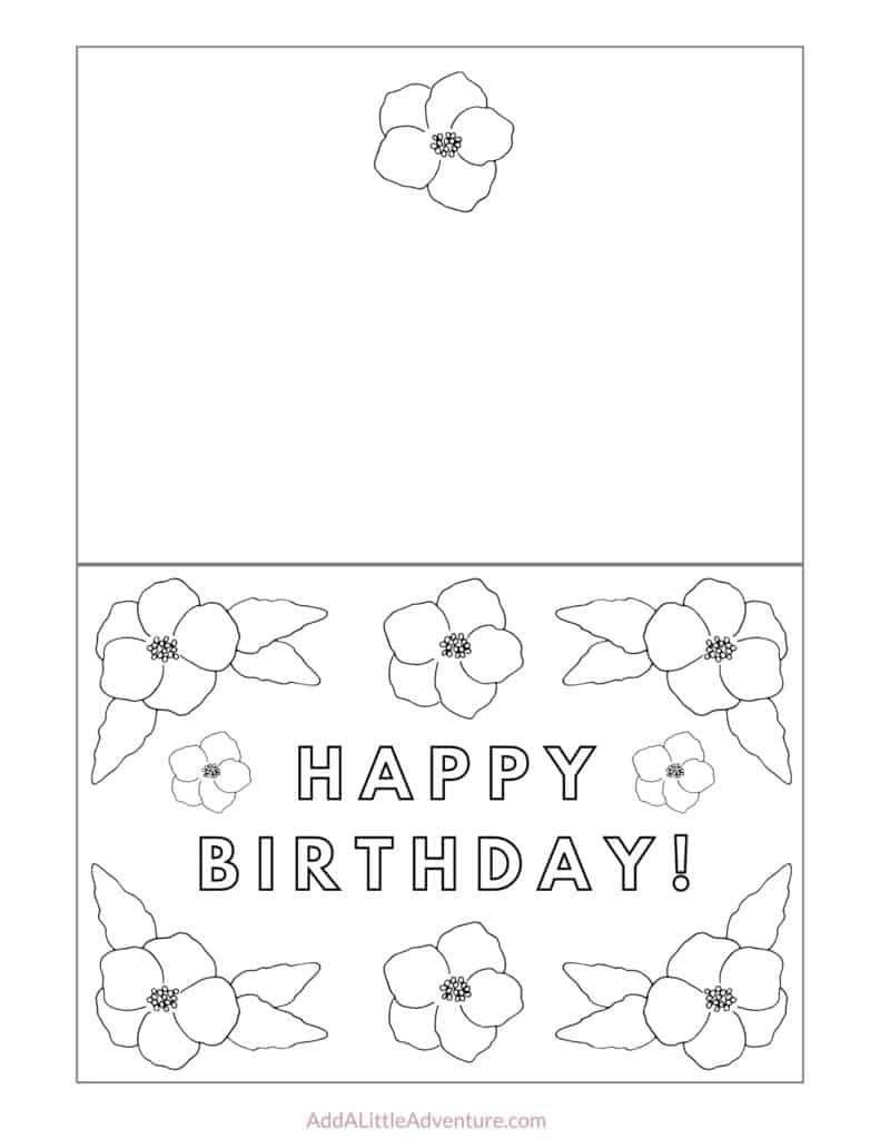 Foldable Printable Birthday Cards To Color - Add A Little Adventure within Foldable Free Printable Printable Birthday Card