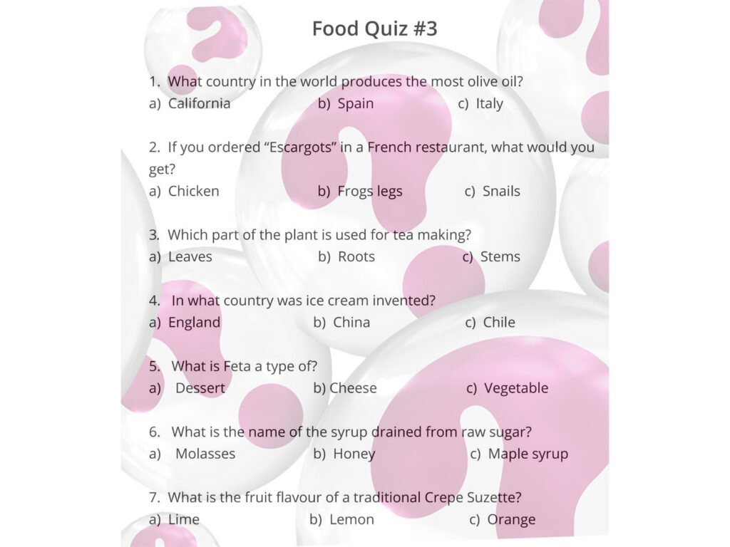Food Quiz #1 - Marias Place intended for Free Printable Trivia For Seniors With Dementia