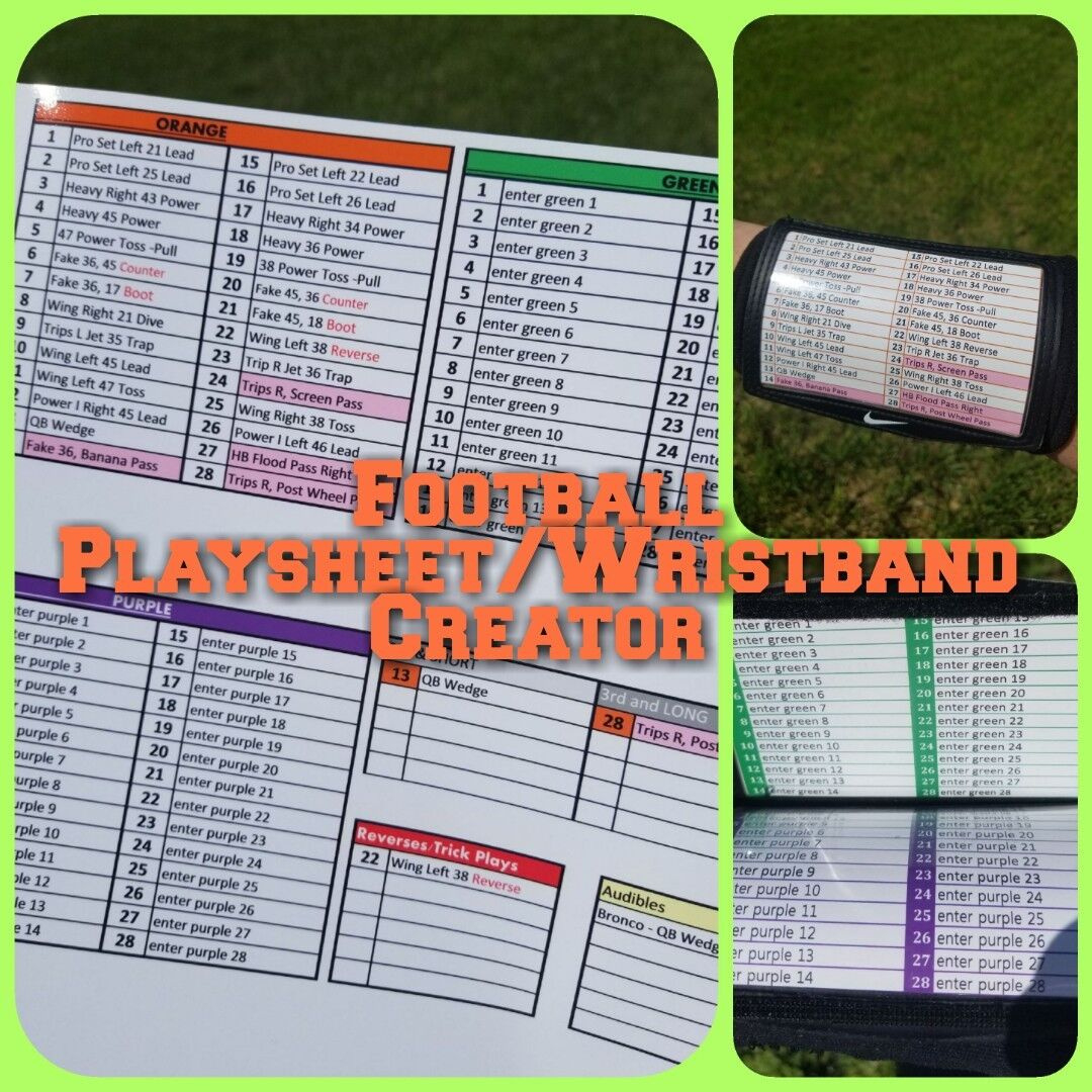 Football Coach Playsheet / Wristband Creator (Wristcoach with regard to Free Wrist Coach Template Creator