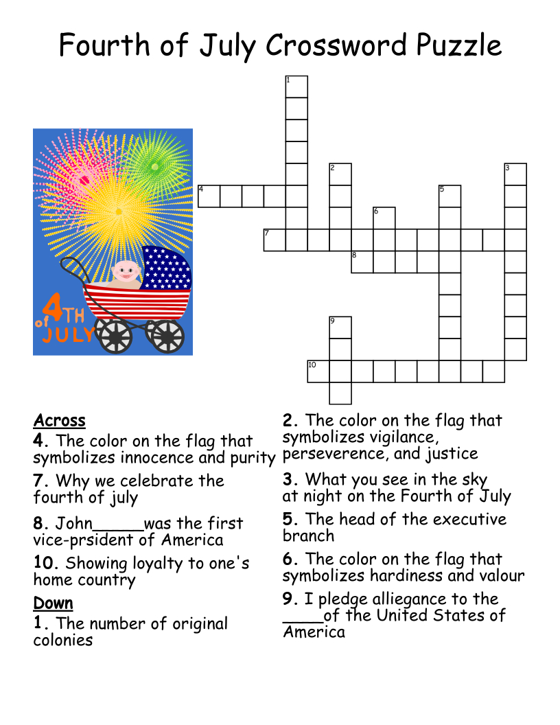 Fourth Of July Crossword Puzzle - Wordmint regarding Free Printable 4Th Of July Crossword Puzzles