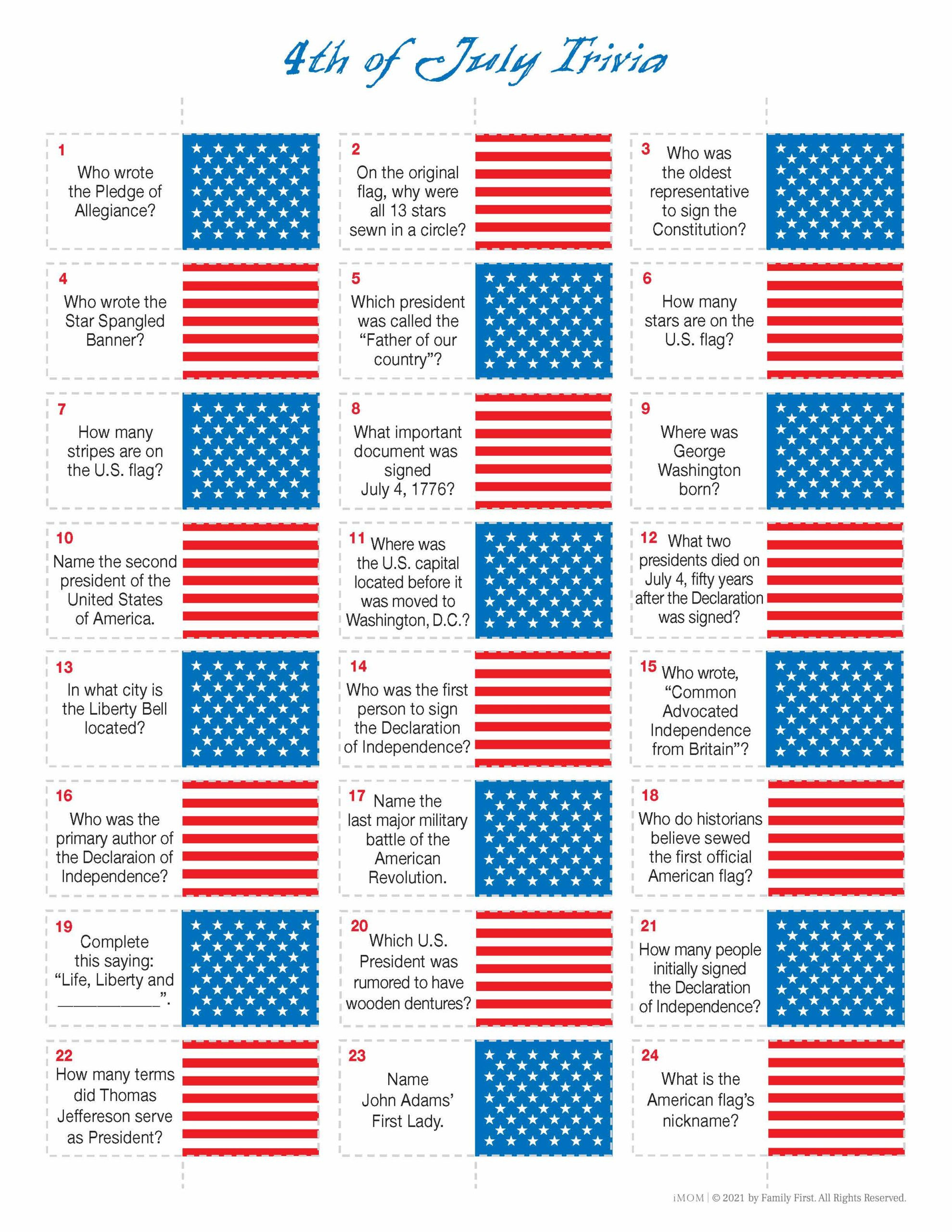 Fourth Of July Trivia Game - Imom pertaining to Free Printable Fourth Of July Trivia
