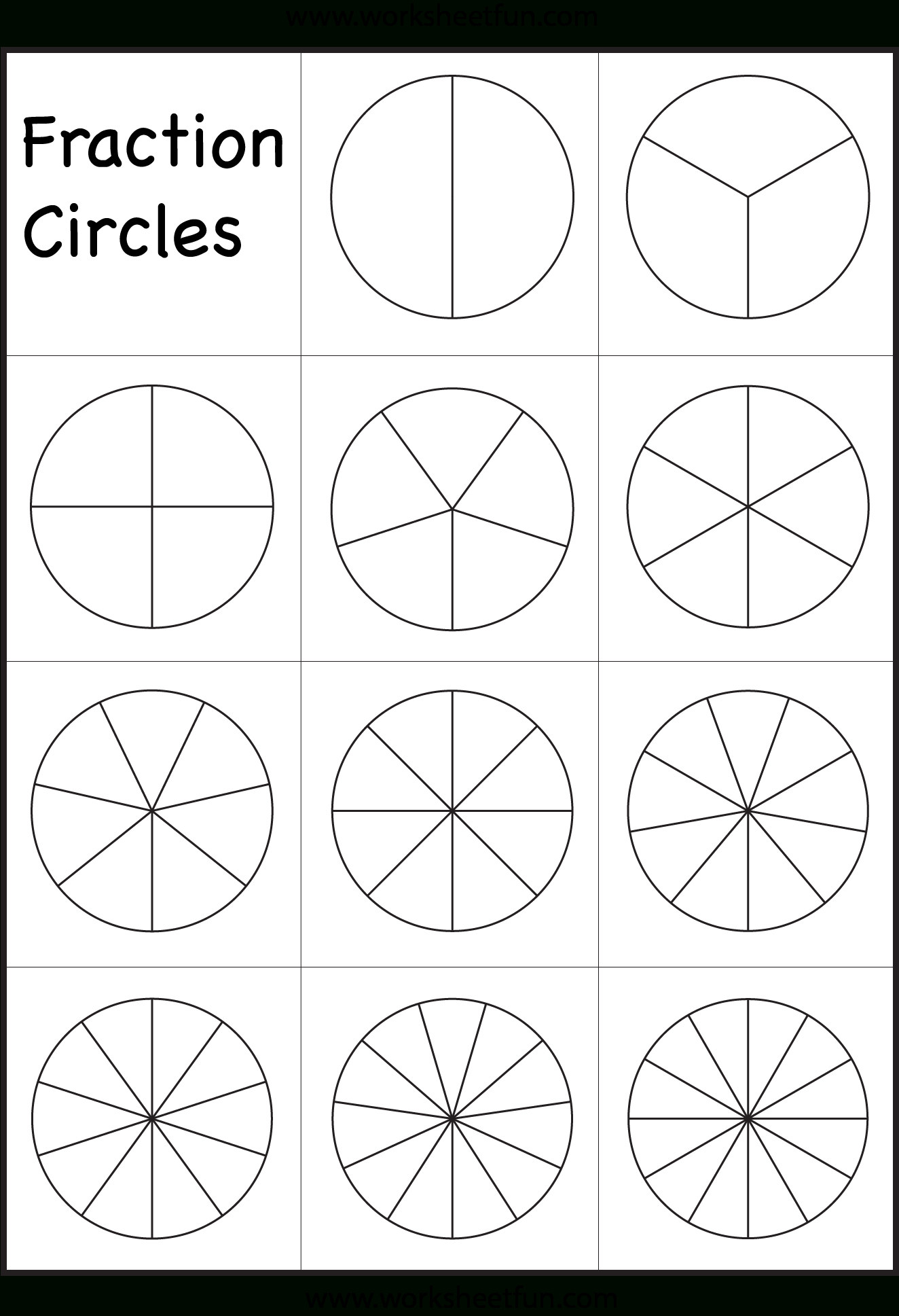 Fraction Circles Template – Printable Fraction Circles – 1 for Free Printable Blank Fraction Circles