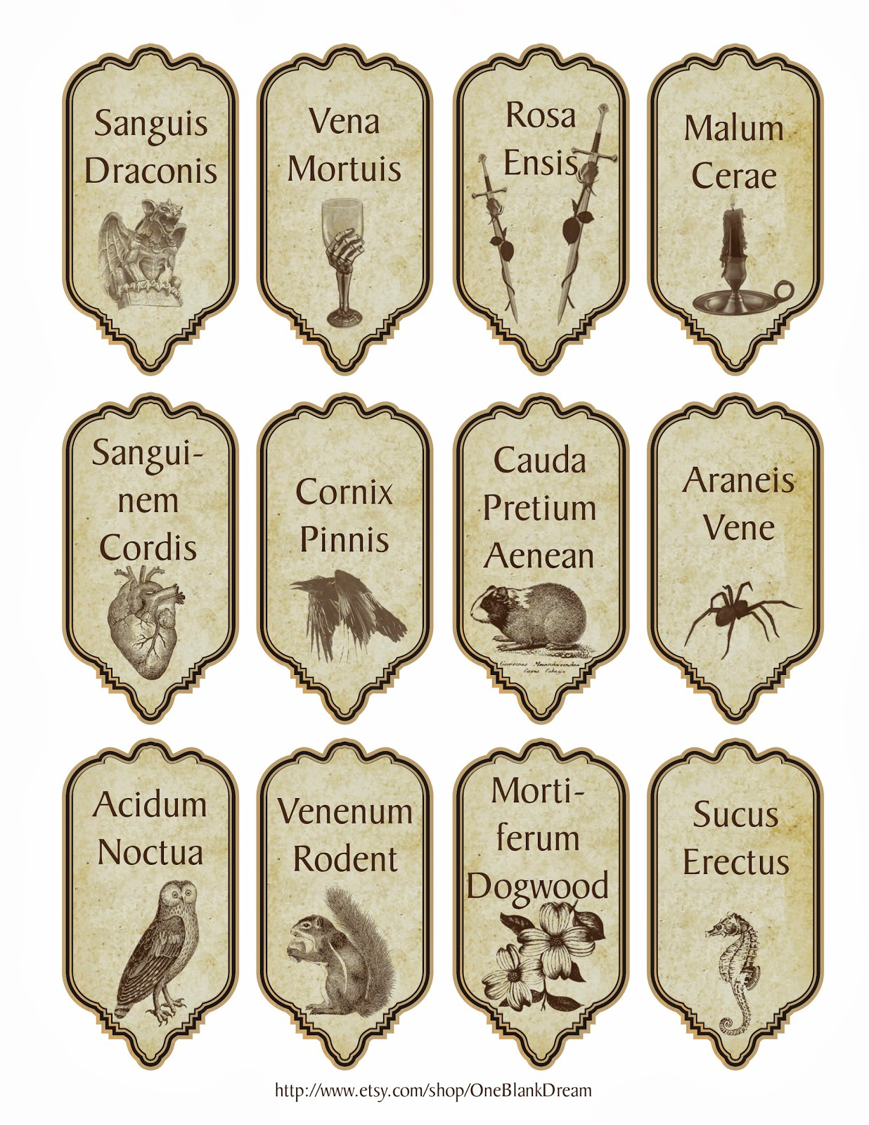 Free 15 Latin Halloween Magic Apothecary Bottle Jar Labels Instant pertaining to Free Printable Apothecary Labels