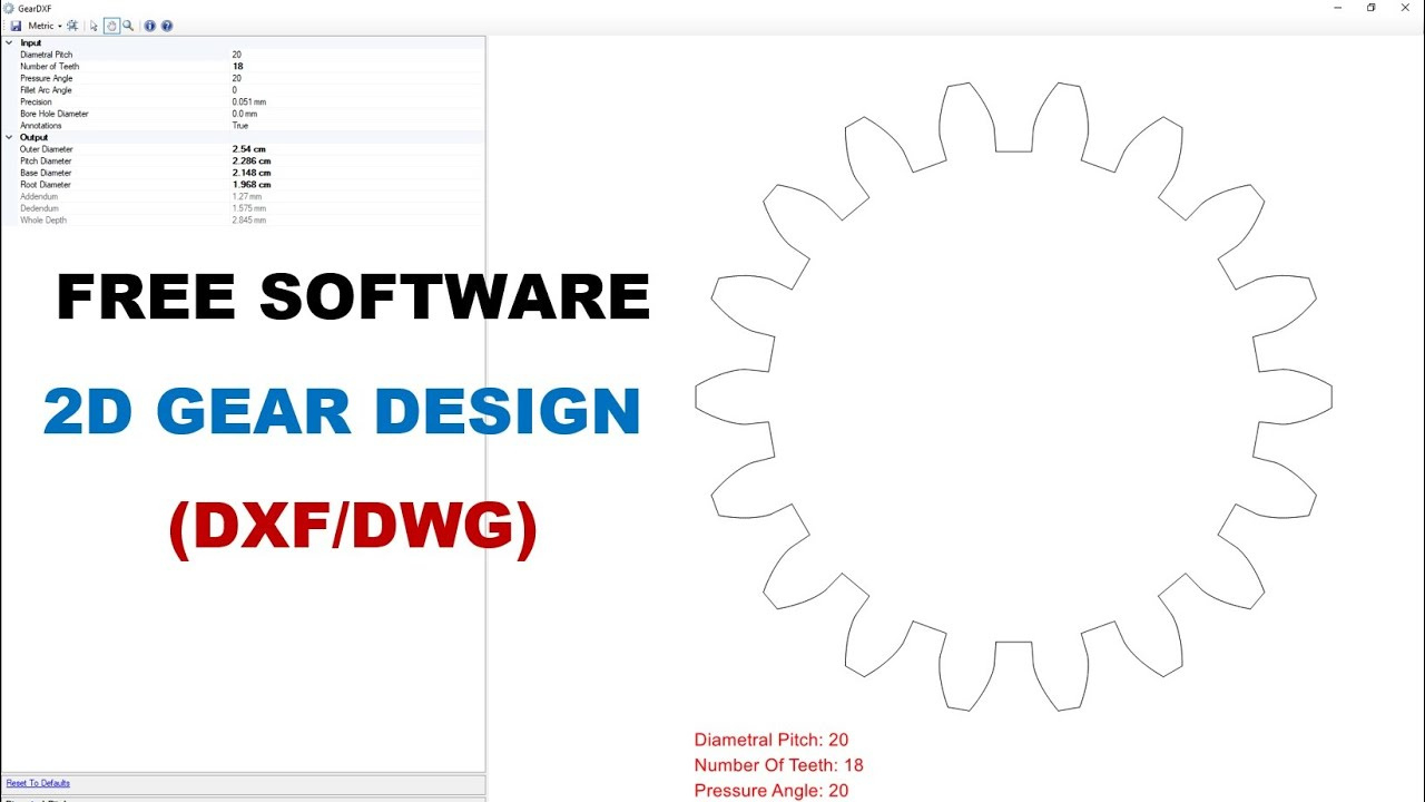 Free 2D Gear Design Software (Dxf/ Dwg) - Geardxf 2.0 regarding Gear Template Generator Program Free Download