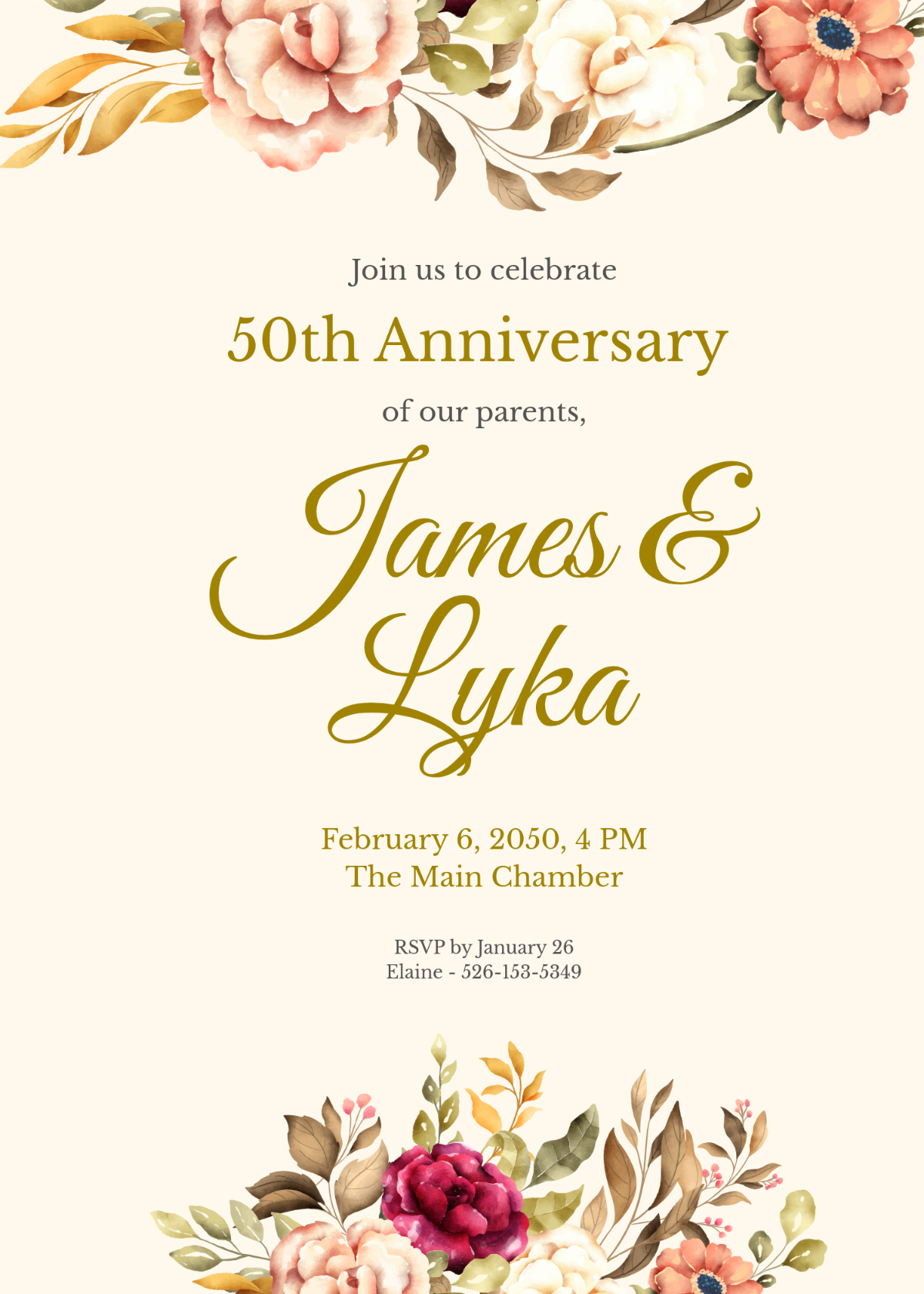 Free 50Th Anniversary Invitation For Parents Template To Edit Online pertaining to 50th Anniversary Free Printables