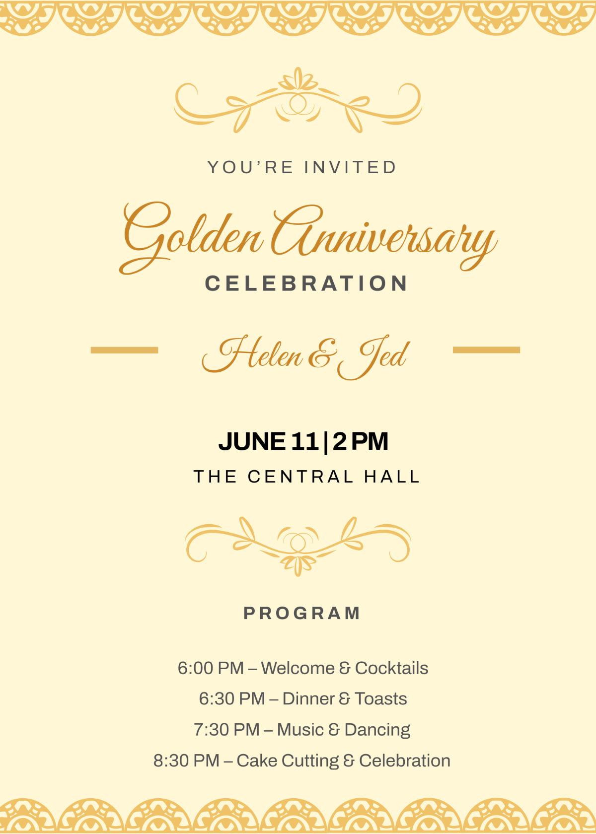 Free 50Th Anniversary Invitation With Program Template To Edit Online with 50Th Anniversary Free Printables