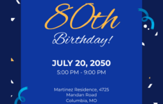 Free 80Th Birthday Invitation Templates, Editable And Printable with 80th Birthday Invitation Free Templates