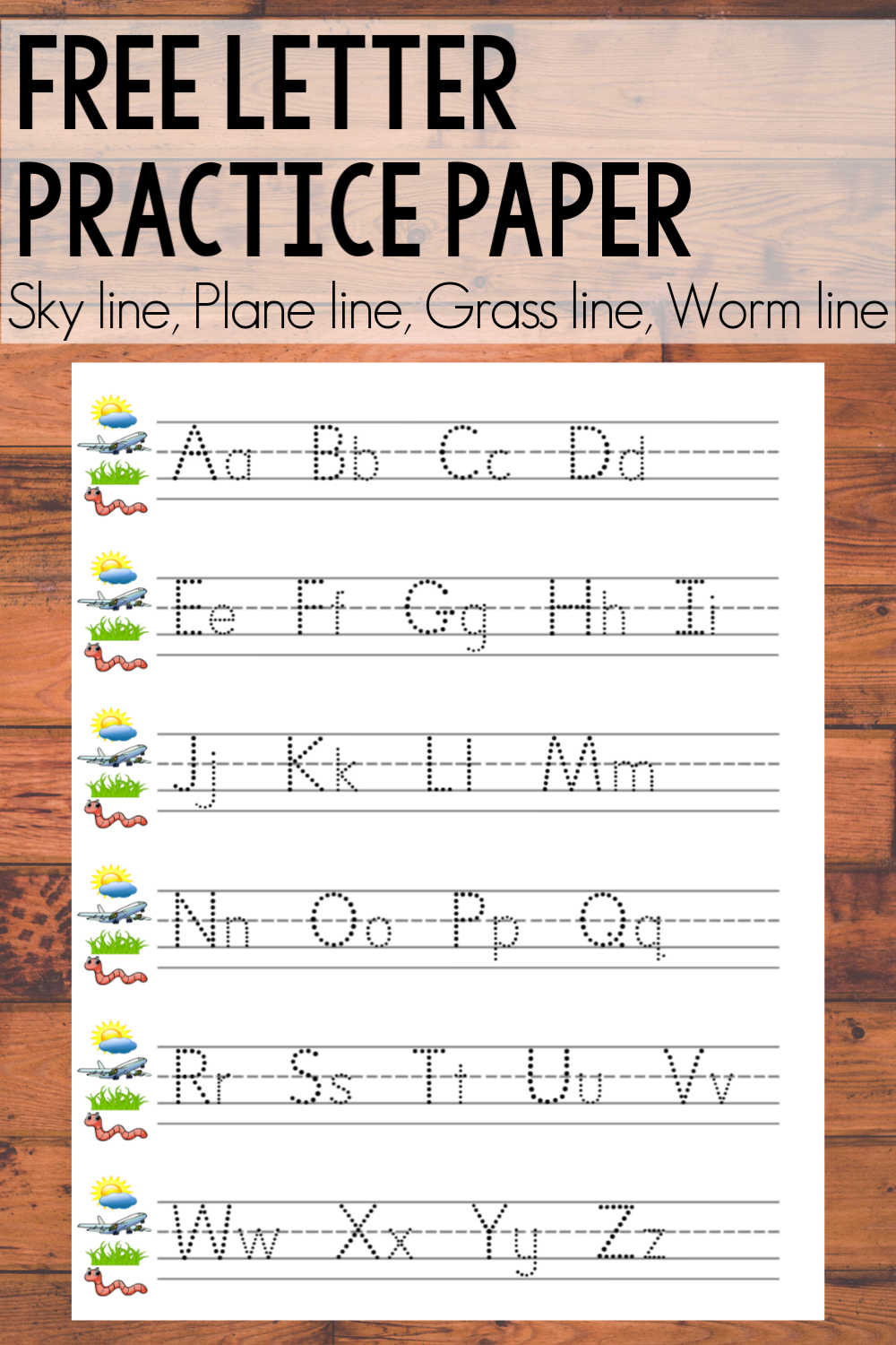 Free Alphabet Printable {Sky Line, Plane Line, Grass Line, Worm pertaining to Free Fundations Printables
