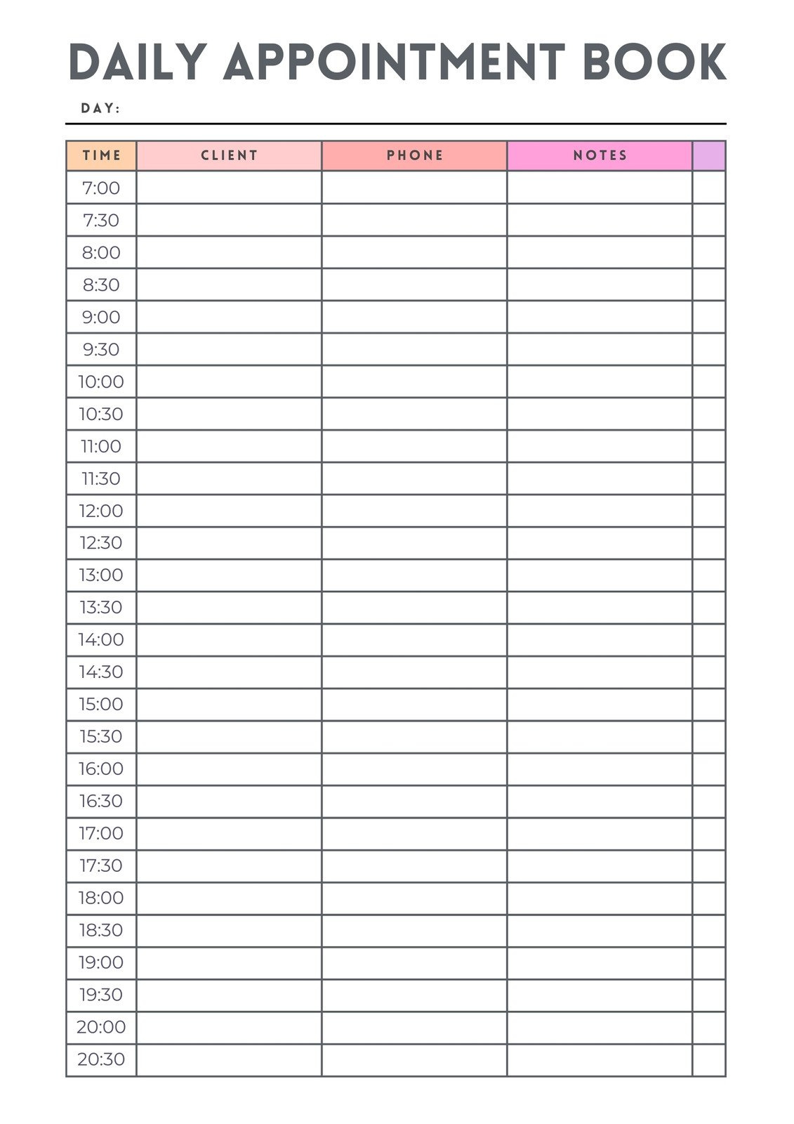 Free And Customizable Appointment Templates regarding Free Printable Weekly Appointment Sheets