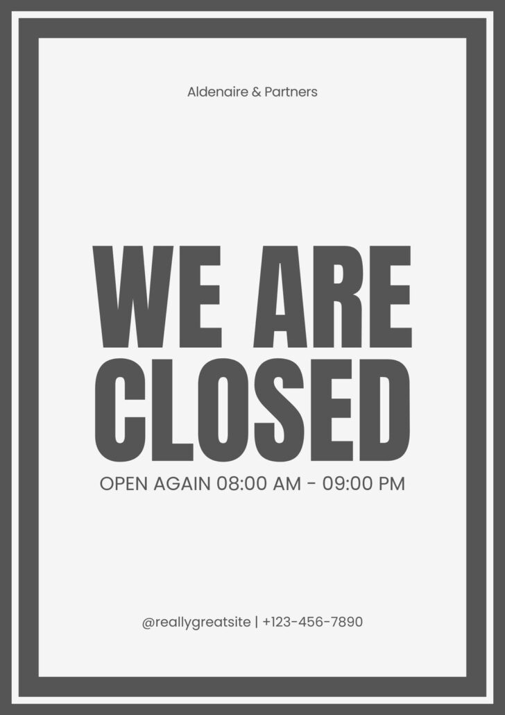 Closing Early Sign Template Free