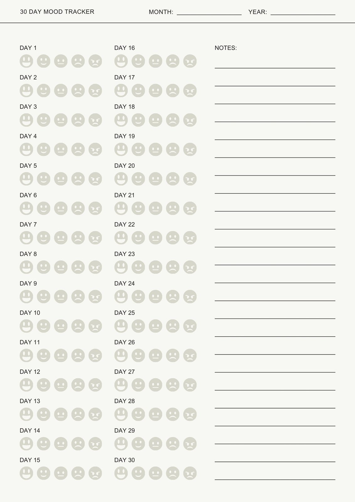Free And Customizable Mood Templates within Free Mood Tracker Printable