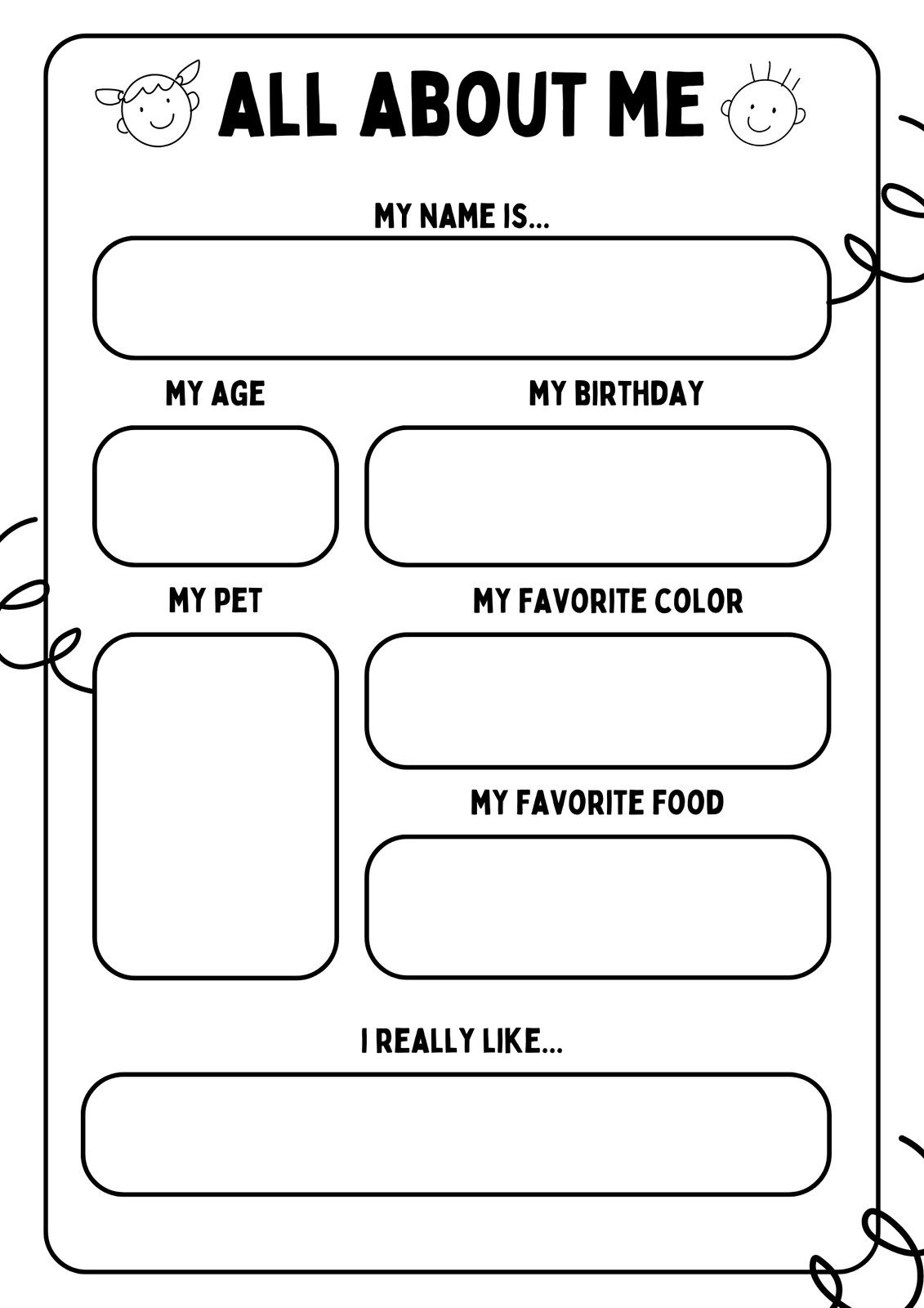Free And Printable All About Me Worksheet Templates | Canva inside All About Me Free Printable