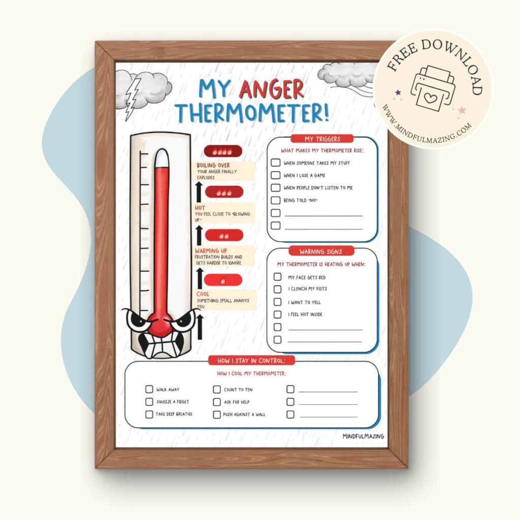 Free Anger Thermometer For Kids (Pdf With Coping Strategies pertaining to Free Printable Anger Thermometer
