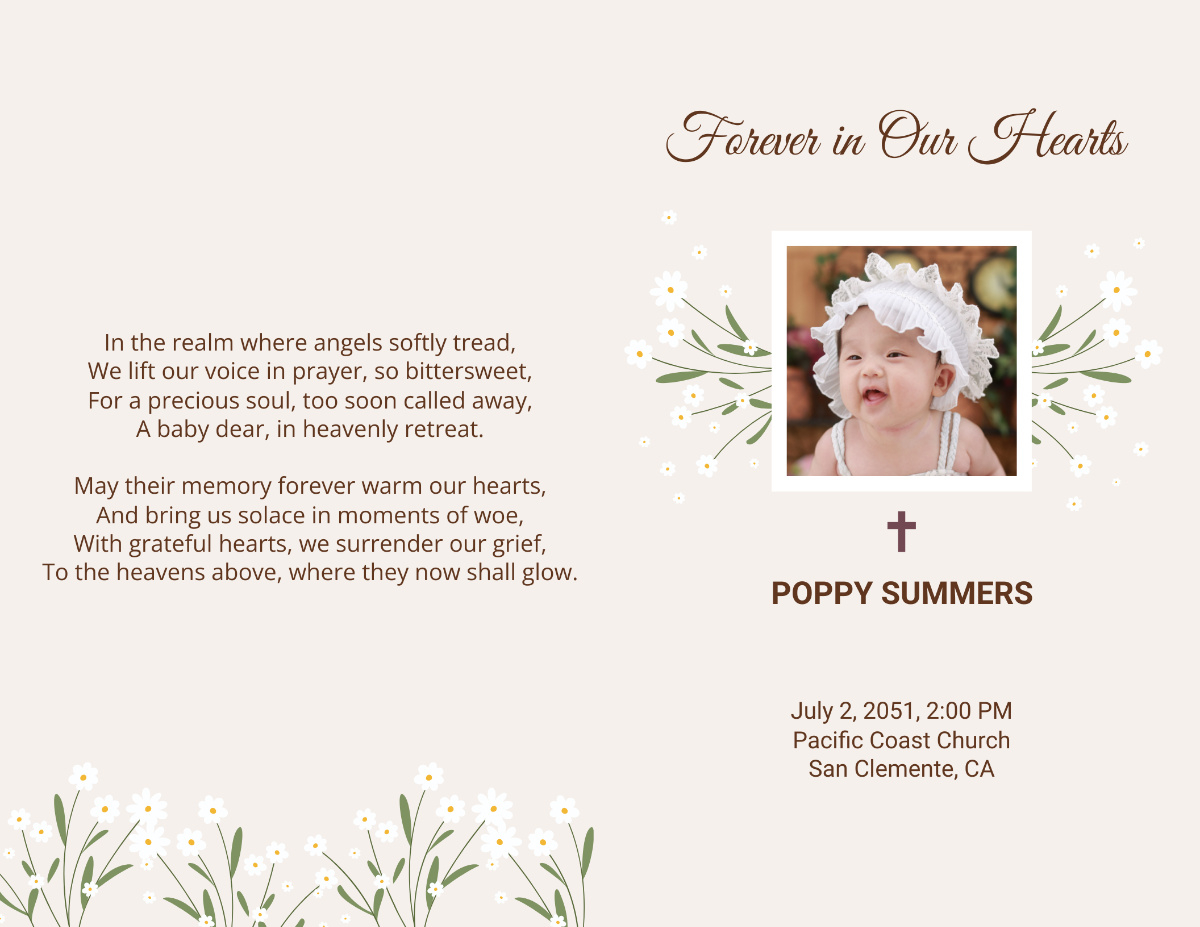 Free Baby / Kid Obituary Template To Edit Online regarding Free Baby Obituary Template