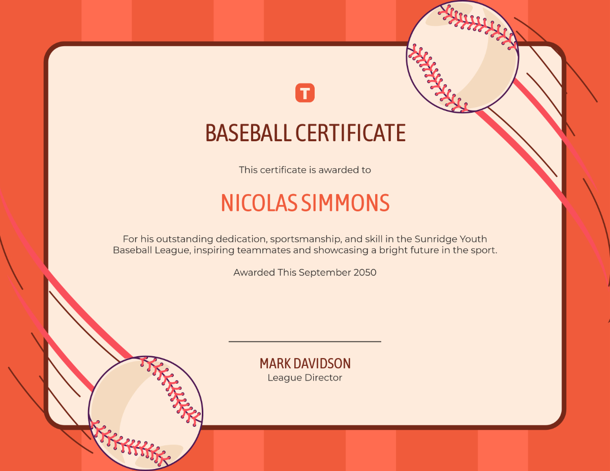 Free Baseball Certificate Templates To Edit Online inside Free Printable Baseball Award Certificates