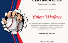 Free Baseball Rookie-Of-The-Year Certificate Template To Edit Online pertaining to Free Baseball Award Certificates Templates