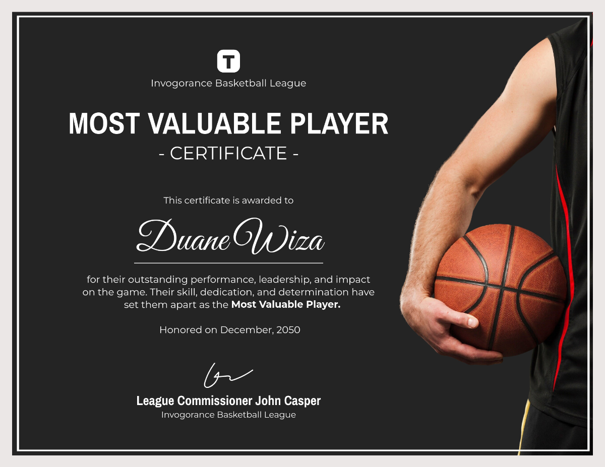 Free Basketball Certificate Templates To Edit Online in Free Printable Basketball Certificates
