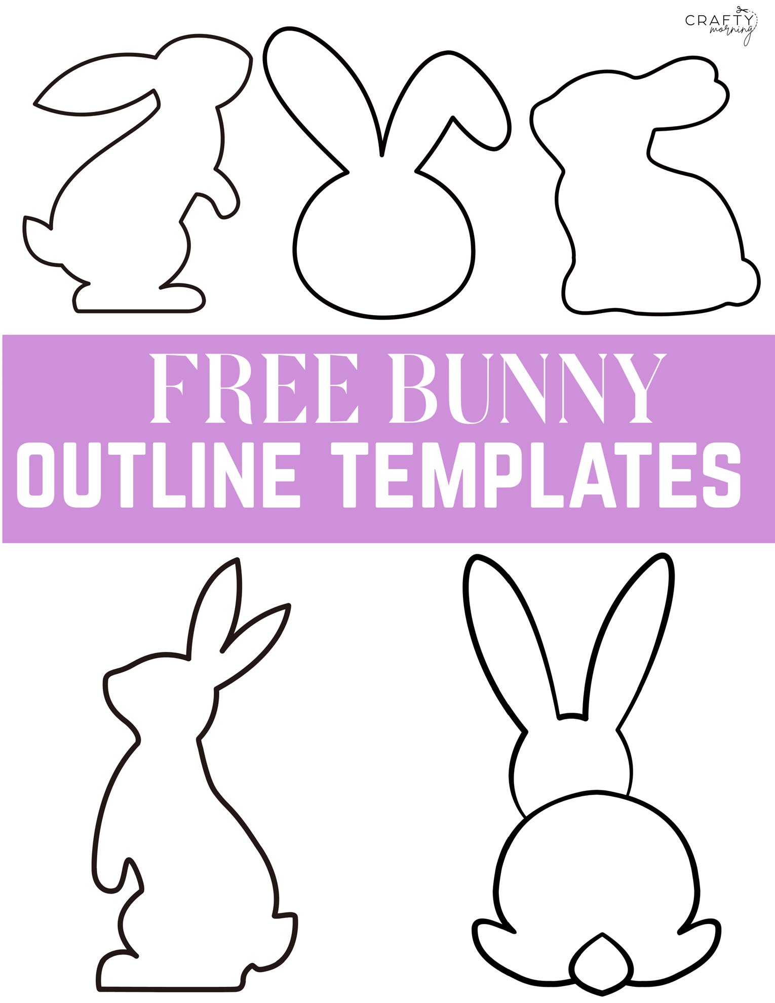 Free Bunny Outlines (Printable Templates) - Crafty Morning throughout Printable Easter Bunny Silhouette Cutouts