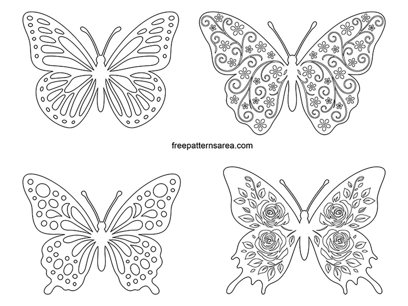 Free Butterfly Craft Templates &amp;amp; Printable Outlines - Freepatternsarea intended for Free Printable Scroll Patterns For Kids