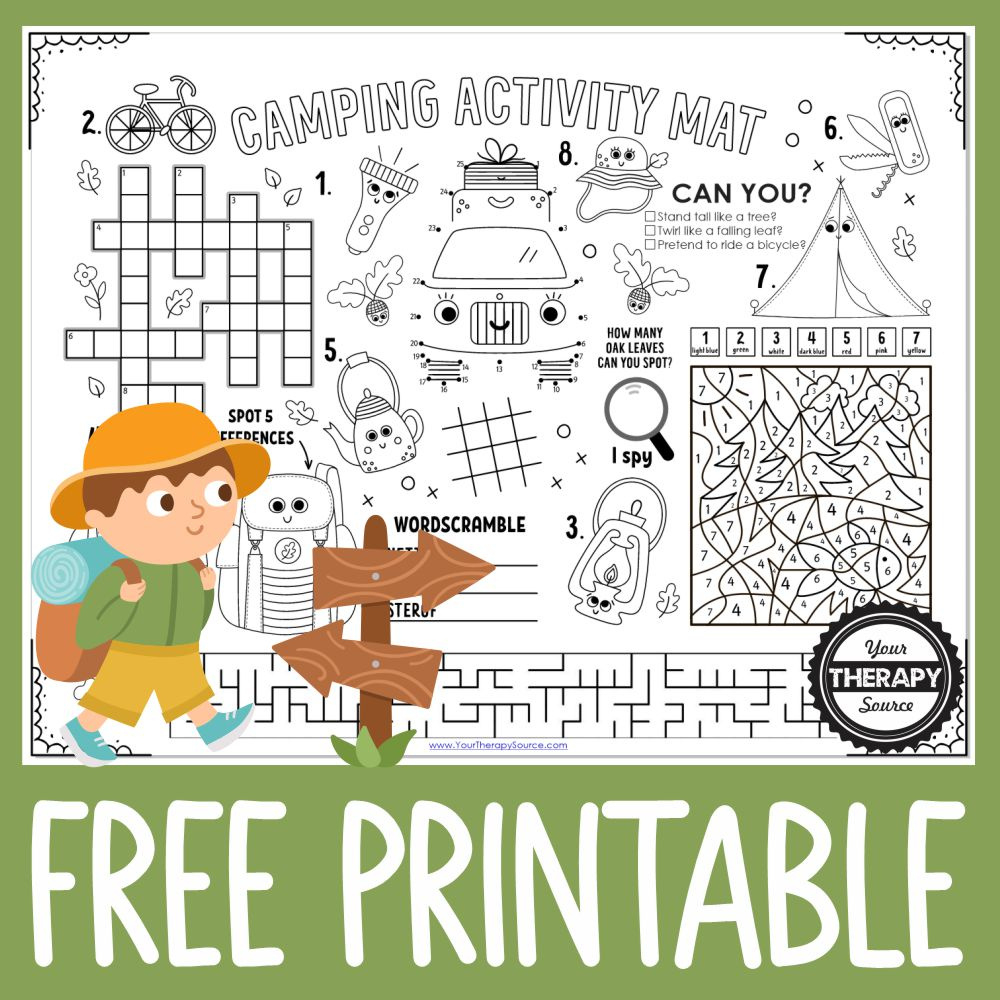 Free Camping Worksheet - Your Therapy Source within Free Camping Printables For Preschool