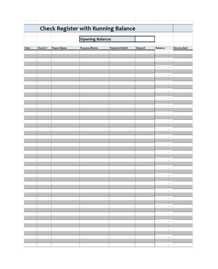 Free Printable Check Register Sheets