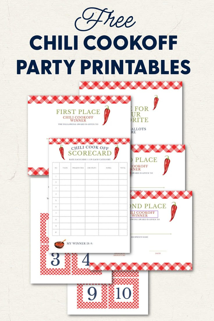 Free Chili Cookoff Printables For Hosts {7 Page Bundle} in Free Chili Party Printables