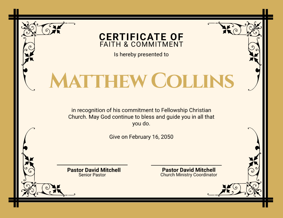 Free Christian Church Certificate Template To Edit Online in Free Church Certificate Templates