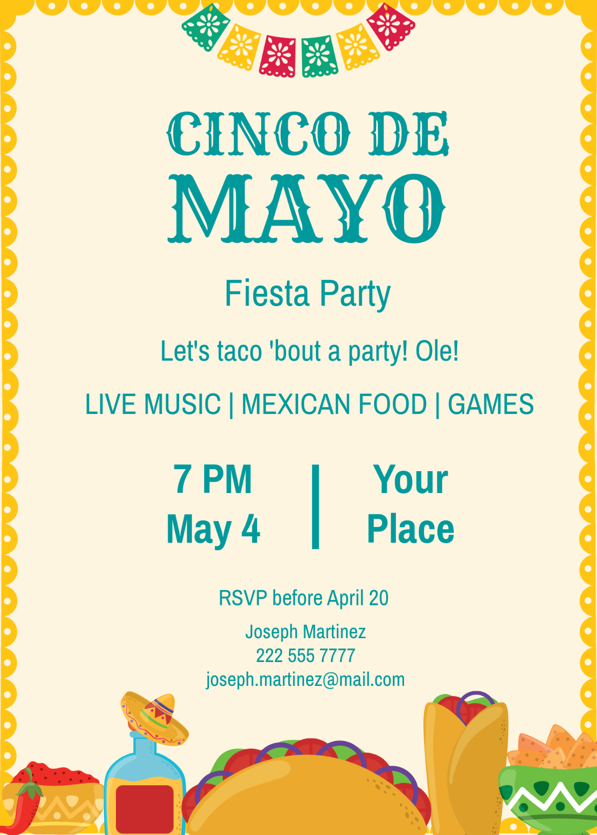 Free Cinco De Mayo Fiesta Party Invitation Template To Edit Online intended for Cinco De Mayo Free Printable Invitations