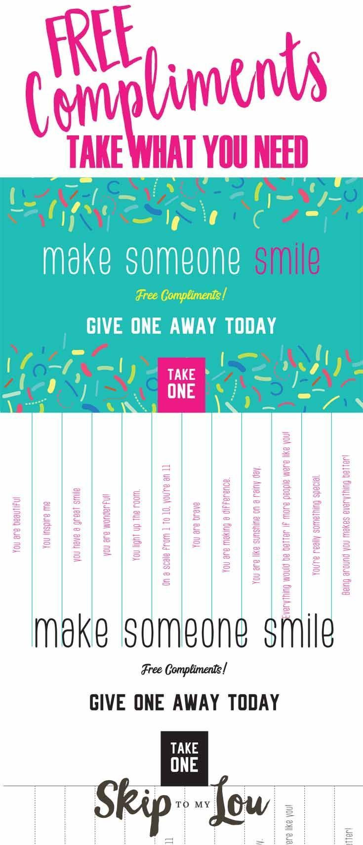 Free Compliments - Take What You Need! | Skip To My Lou for Free Compliments Printable