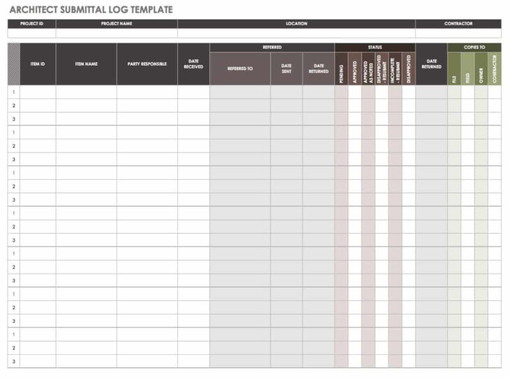 Free Submittal Log Template Free Submittal Log Template
