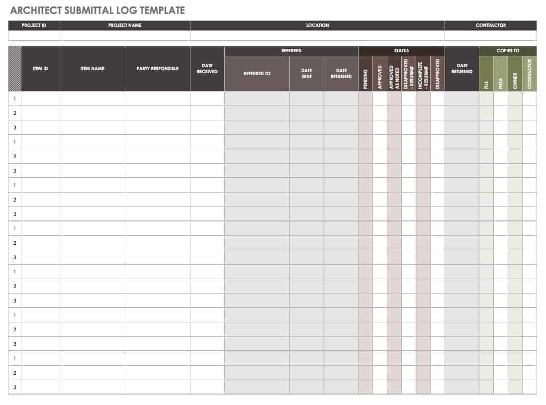 Free Construction Submittal Templates | Smartsheet inside Free Submittal Log Template