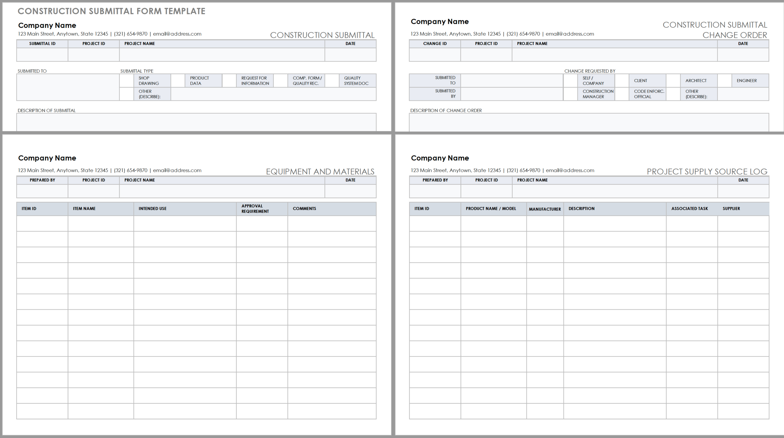 Free Construction Submittal Templates | Smartsheet within Free Submittal Log Template